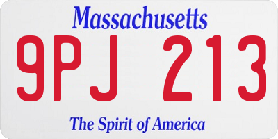 MA license plate 9PJ213