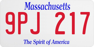 MA license plate 9PJ217