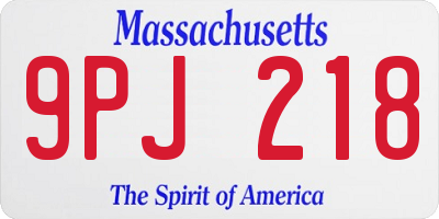 MA license plate 9PJ218
