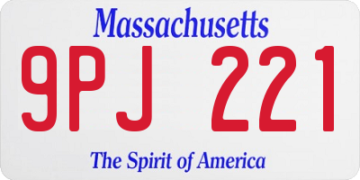 MA license plate 9PJ221