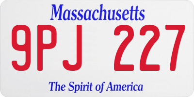 MA license plate 9PJ227