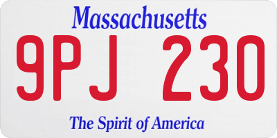 MA license plate 9PJ230