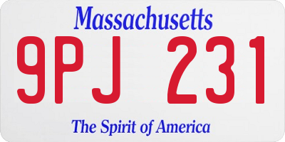 MA license plate 9PJ231