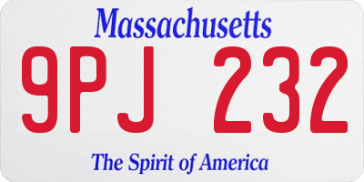 MA license plate 9PJ232