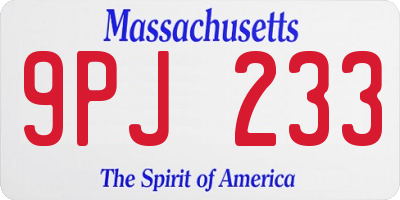 MA license plate 9PJ233