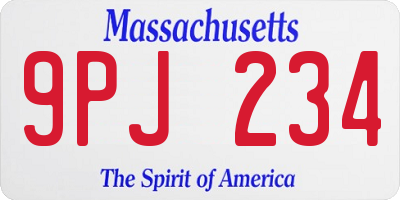 MA license plate 9PJ234