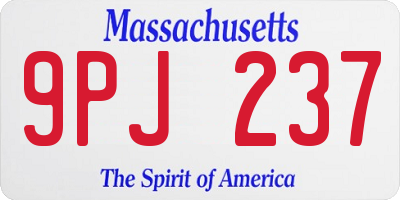 MA license plate 9PJ237