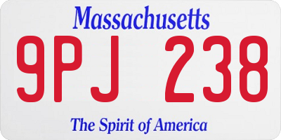 MA license plate 9PJ238