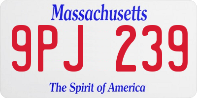 MA license plate 9PJ239