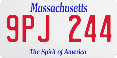 MA license plate 9PJ244