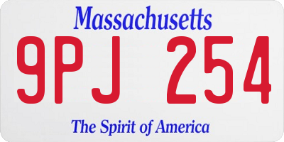 MA license plate 9PJ254