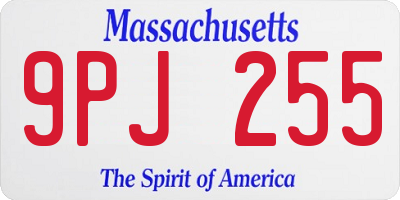 MA license plate 9PJ255