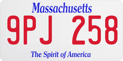 MA license plate 9PJ258
