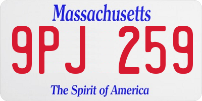 MA license plate 9PJ259