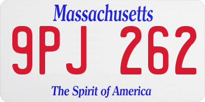MA license plate 9PJ262