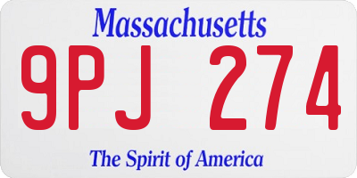 MA license plate 9PJ274