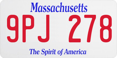 MA license plate 9PJ278