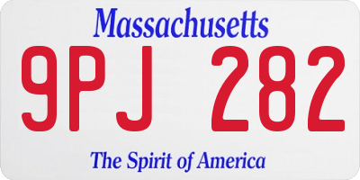 MA license plate 9PJ282