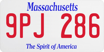 MA license plate 9PJ286