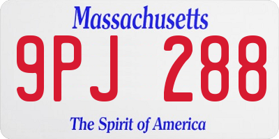 MA license plate 9PJ288