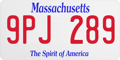 MA license plate 9PJ289