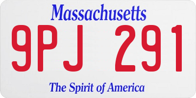 MA license plate 9PJ291