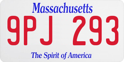 MA license plate 9PJ293