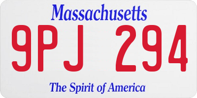 MA license plate 9PJ294
