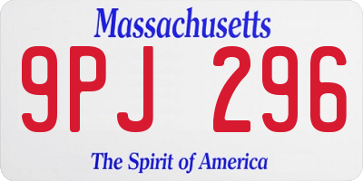 MA license plate 9PJ296