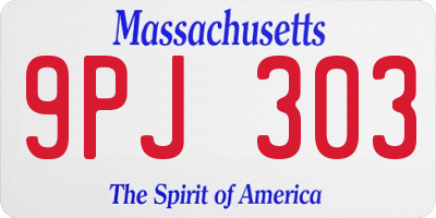 MA license plate 9PJ303