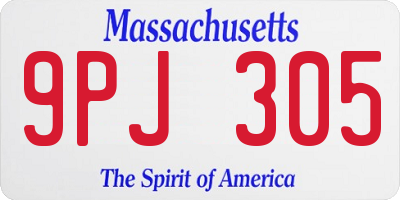 MA license plate 9PJ305