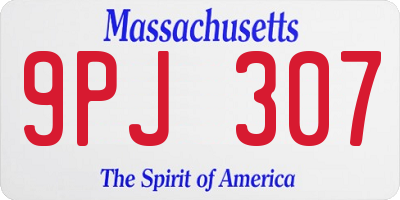 MA license plate 9PJ307