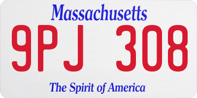 MA license plate 9PJ308