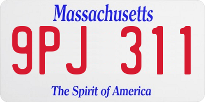 MA license plate 9PJ311