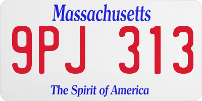 MA license plate 9PJ313