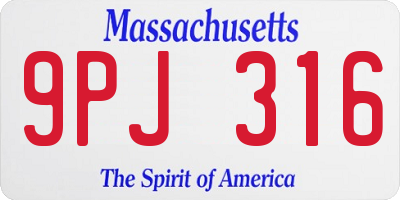 MA license plate 9PJ316
