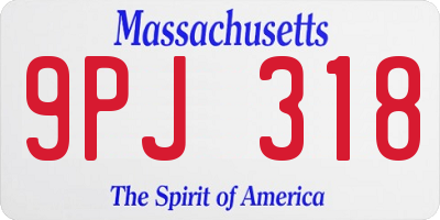 MA license plate 9PJ318