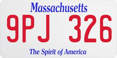 MA license plate 9PJ326