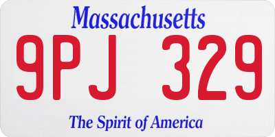 MA license plate 9PJ329