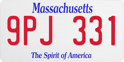 MA license plate 9PJ331