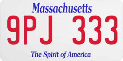 MA license plate 9PJ333