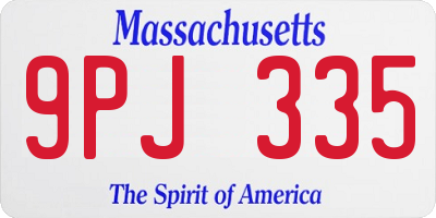 MA license plate 9PJ335