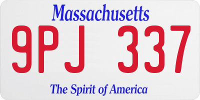 MA license plate 9PJ337