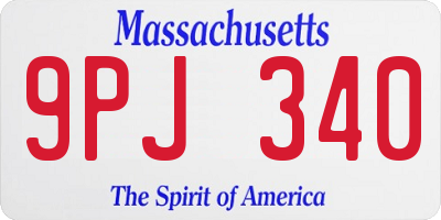 MA license plate 9PJ340