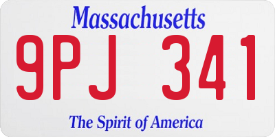 MA license plate 9PJ341