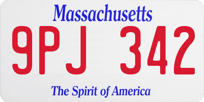MA license plate 9PJ342
