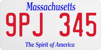 MA license plate 9PJ345
