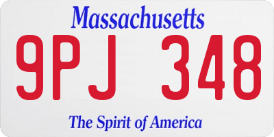 MA license plate 9PJ348