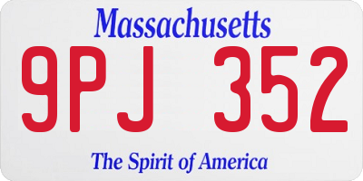MA license plate 9PJ352