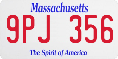 MA license plate 9PJ356